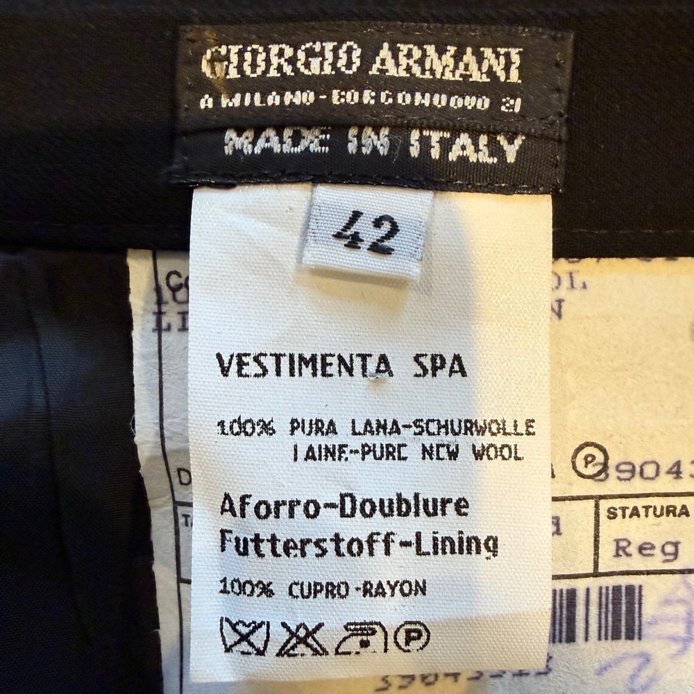 Giorgio Armani Black Wool Midi Skirt Size 42 Made in Italy Side Zip Slit - Picture 5 of 6